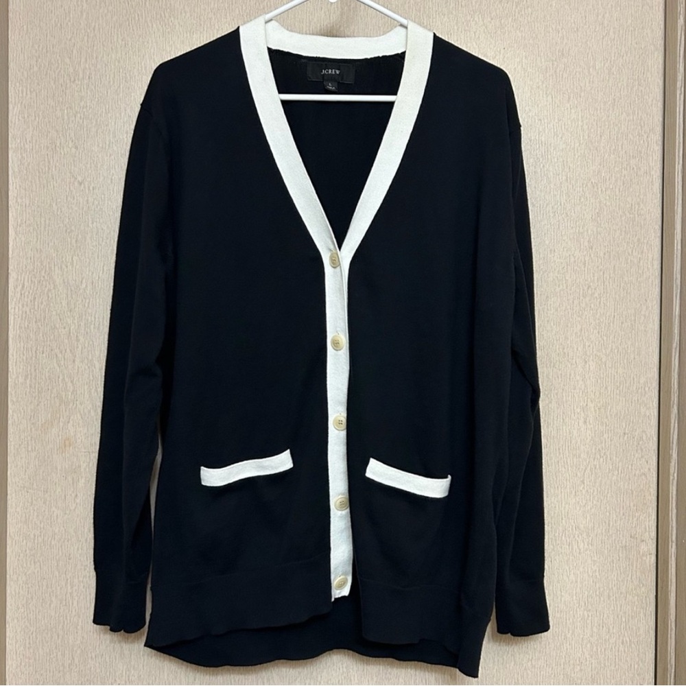 J. Crew Black and White Women's Cardigan Sweater